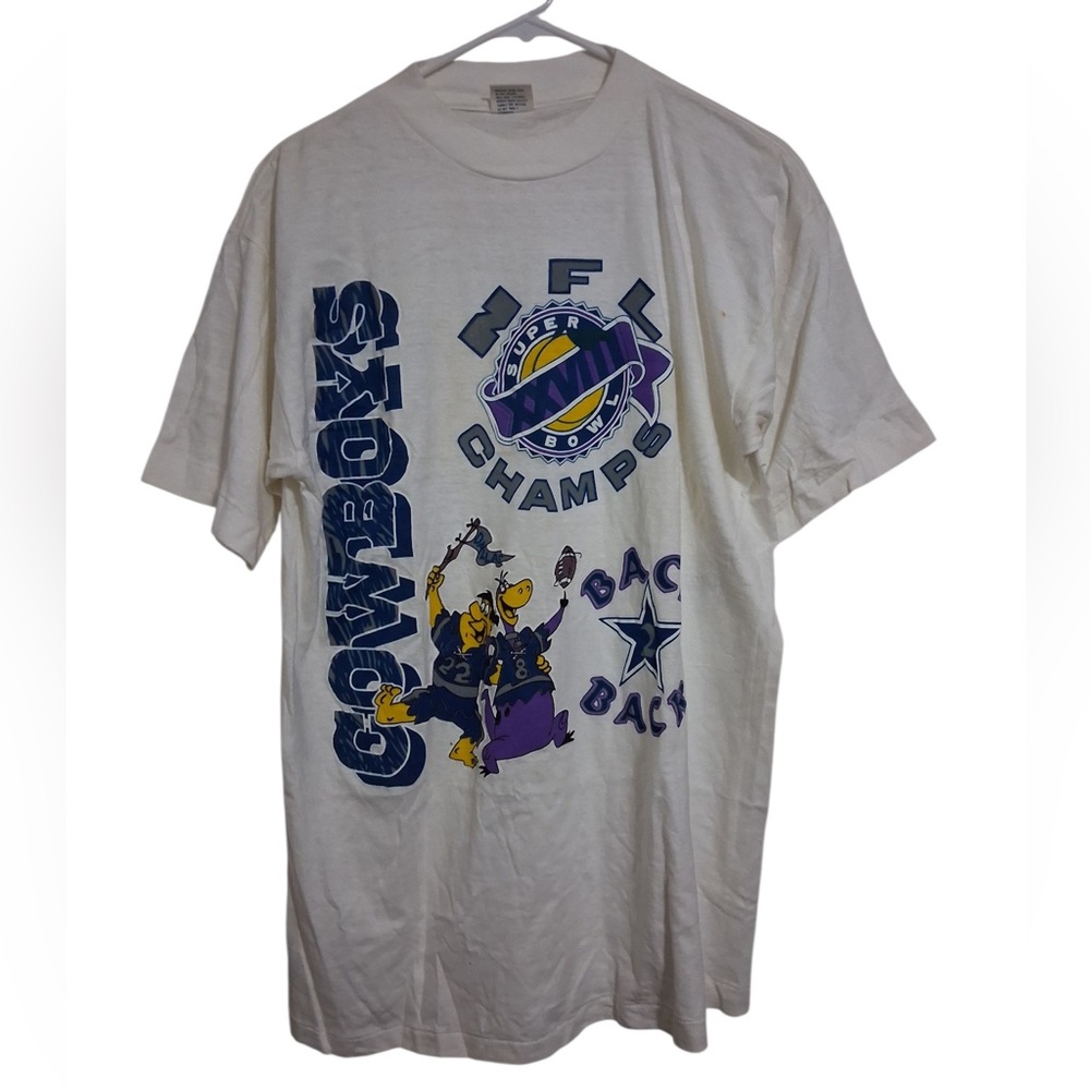 Vintage Dallas Cowboys NFL Single Stitch Flintstones Mens Shirt Large Bayclub